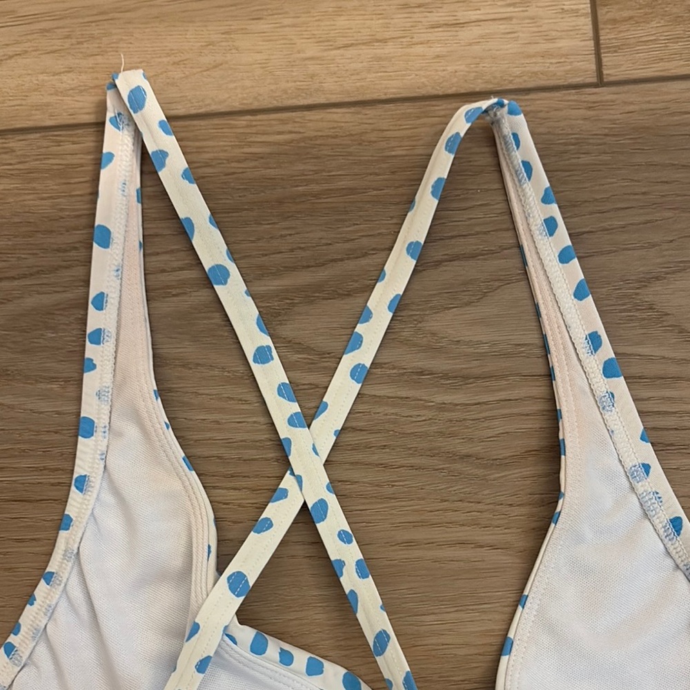 Lilly Pulitzer Malvie Blue and White Polka Dot Swimsuit Size 14 - Picture 7 of 7